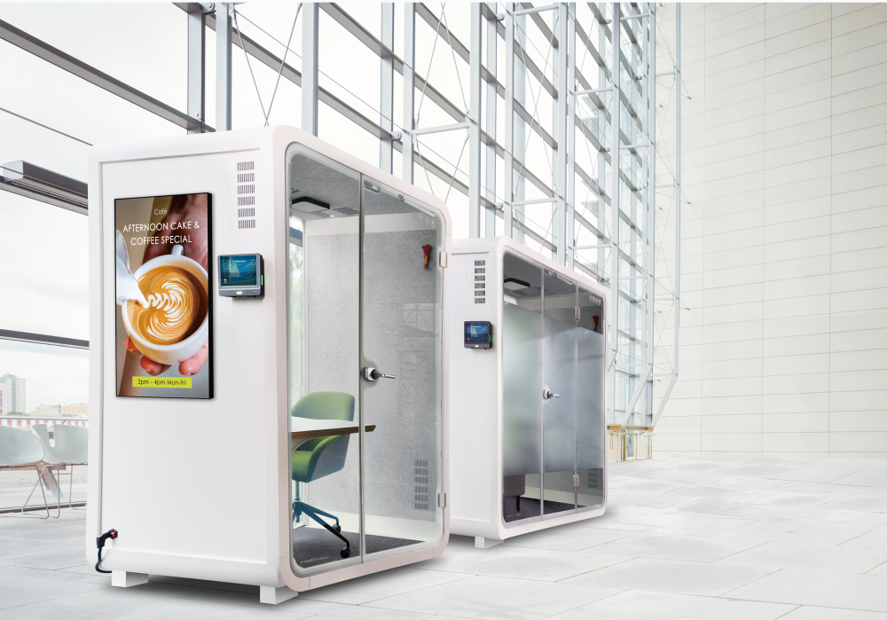 js3333线路检测中心(上海)有限公司子公司达擎之智慧行动办公舱，采用PDLC智能调光玻璃设计，透过通电与断电的电流切换，呈现透明与雾面效果，具节能降耗特性并兼顾隐私，确保信息安全